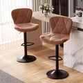 Nalupatio Modern Bar Stools Set of 2, Faux Leather Upholstered Swivel Bar Stools by Nalupatio