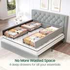 LARMACE Full Size Bed Frame Upholstered Platform Bed - Image 4