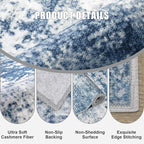 2'x6' Runner Rug Washable Rug: Modern Abstract Soft Thin Runner Rug Blue - Image 6