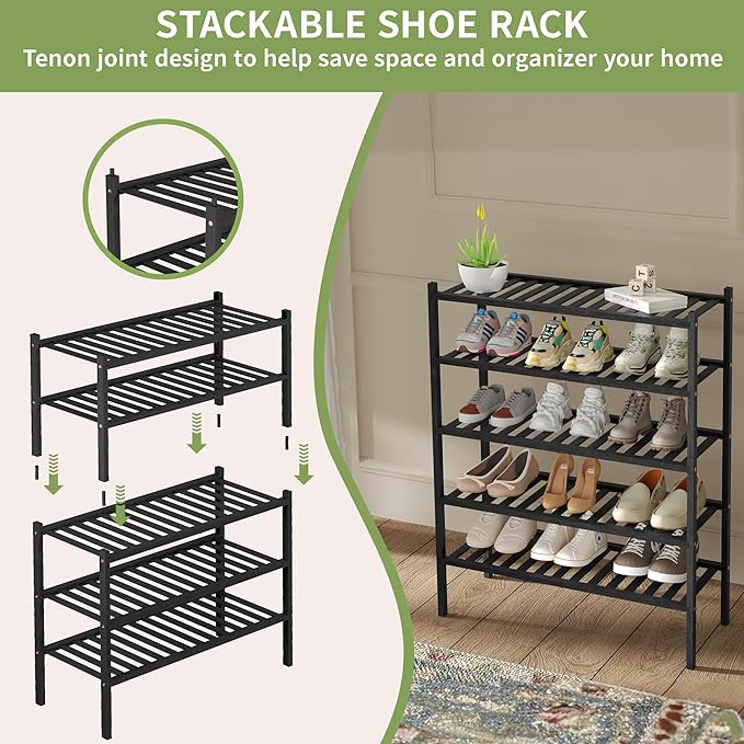 ROMGUAR CRAFT 2 Tier Bamboo Shoe Rack - Image 5