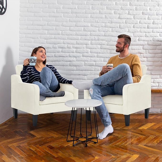 VINGLI Mid Century Modern Accent Chairs Set of 2, Comfy Armchair Chenille Sofa - Image 9