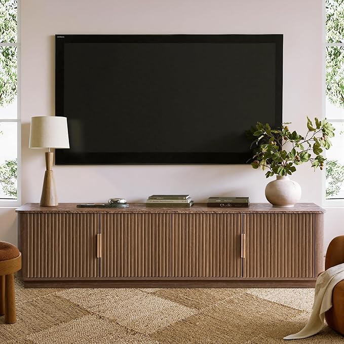 win2win 67" TV Stand for 80 Inch TV, Mid Century Modern Fluted Entertainment by WIN2WIN