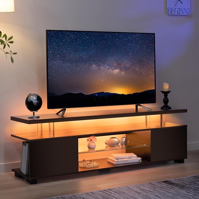 Cubehom Black TV Stand, LED TV Stand by Cubehom