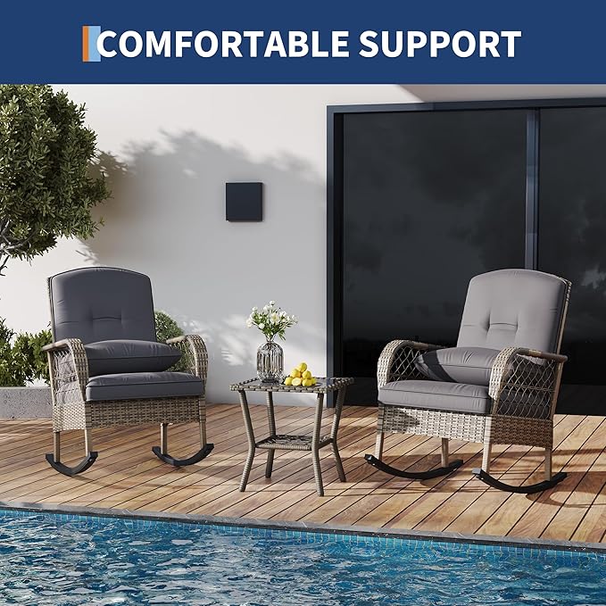 Outdoor Wicker Rocking Chair, Patio Rattan Rocker Chair - Image 8