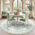 RELEANY Area Rugs Round 7ft Washable Non-Slip, Floral Vintage Distress Print by RELEANY