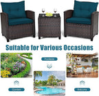HAPPYGRILL 3 Pieces Patio Conversation Set, Outdoor Furniture Set PE Rattan - Image 8