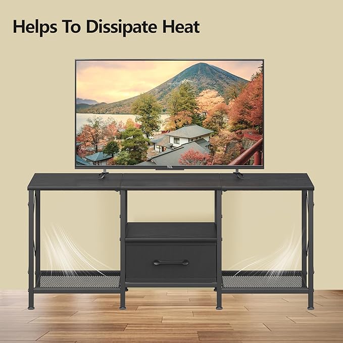 JARHETUN TV Stand with Fabric Drawer, Entertainment Center - Image 6