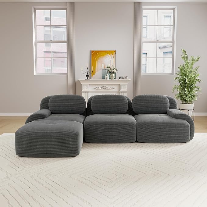 Boneless Sectional Couch, No Assembly Required, 117.3” L Shaped Modular Cloud - Image 2