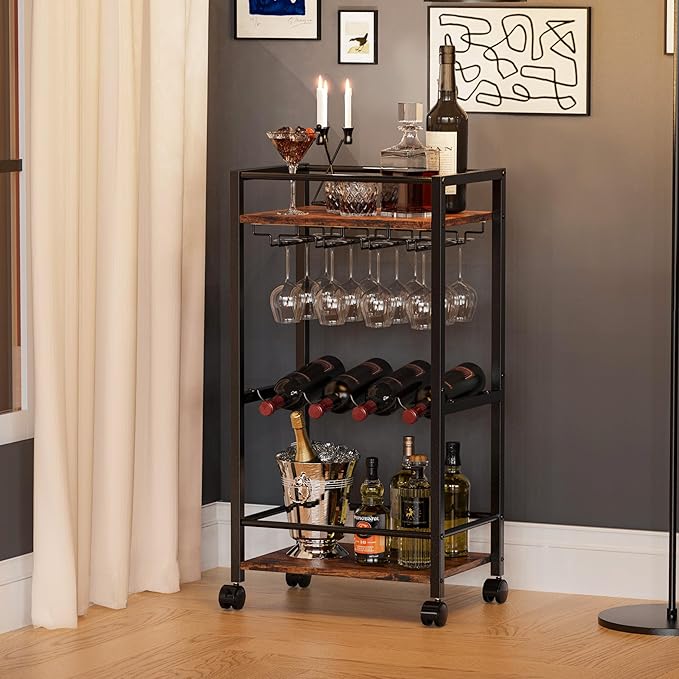 Bar Cart, Home Bar Serving Cart, Mobile Kitchen Carts - Image 9
