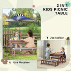 Qaba Kids Picnic Table, Outdoor Wooden Table & Bench Set - Image 5