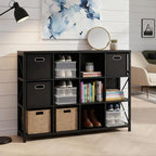 12 Cube Storage Organizer Bookshelf, Industrial Horizontal Bookcase, Accent by Unknown