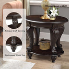 Round End Table for Living Room, Solid Wood Sofa Side Table - Image 4