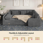 Modular Sectional Sofa, Oversized U Shaped Couch, Convertible Sleeper Sofa - Image 5