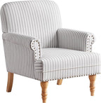 HUIMO Linen Fabric Accent Chair, Mid-Century Modern Armchair - Image 8