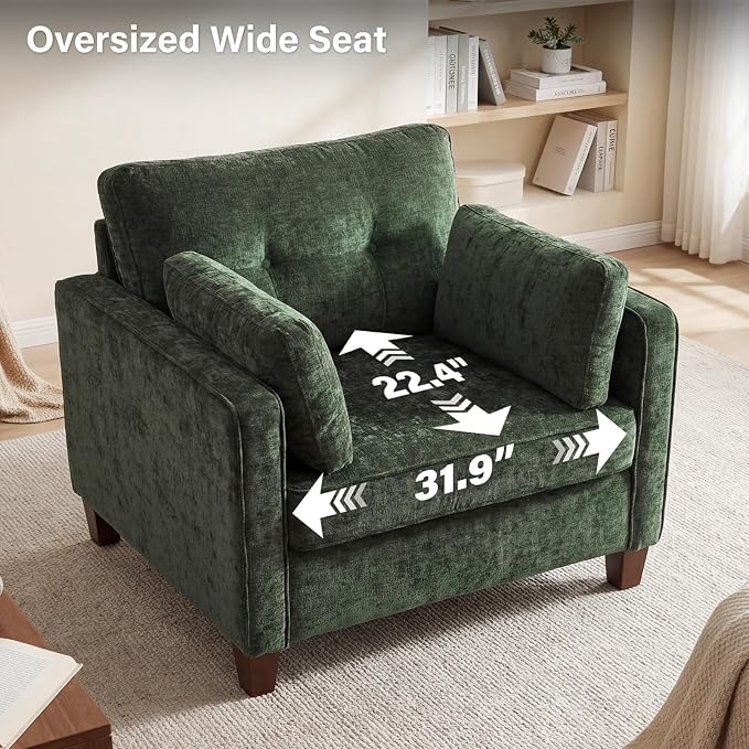 Luxury Oversized Accent Chair, 40.9" Upholstered Comfy Piping Single Armchairs - Image 4