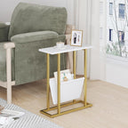 Yusong Small Narrow Side Table for Small Spaces, 17.7" W Slim End Table - Image 4
