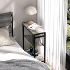 Small Side Table Set of 2 for Small Space, 3-Tier Narrow End Table - Image 2