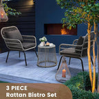 wildformers 3 Pieces Rattan Wicker Bistro Set, Outdoor Conversation Set - Image 2