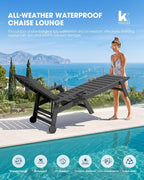 KINGYES HDPE Lounge Chair Outdoor Set of 4, Patio Chaise Lounge Recliner - Image 7