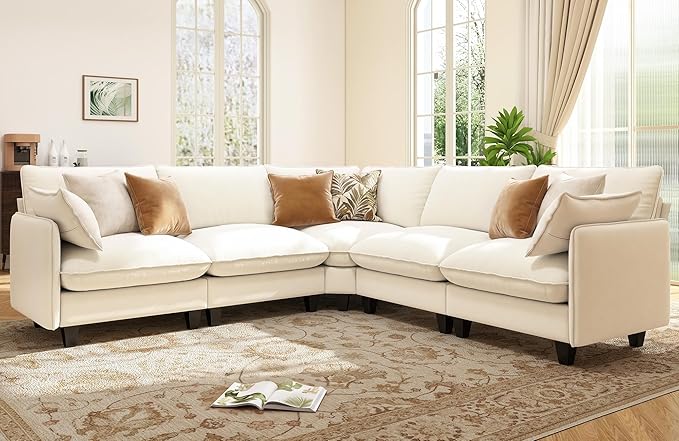 Ihanherry 107" Oversized V-Shaped Modular Sectional Sofa, Cloud Couch by iHanHerry