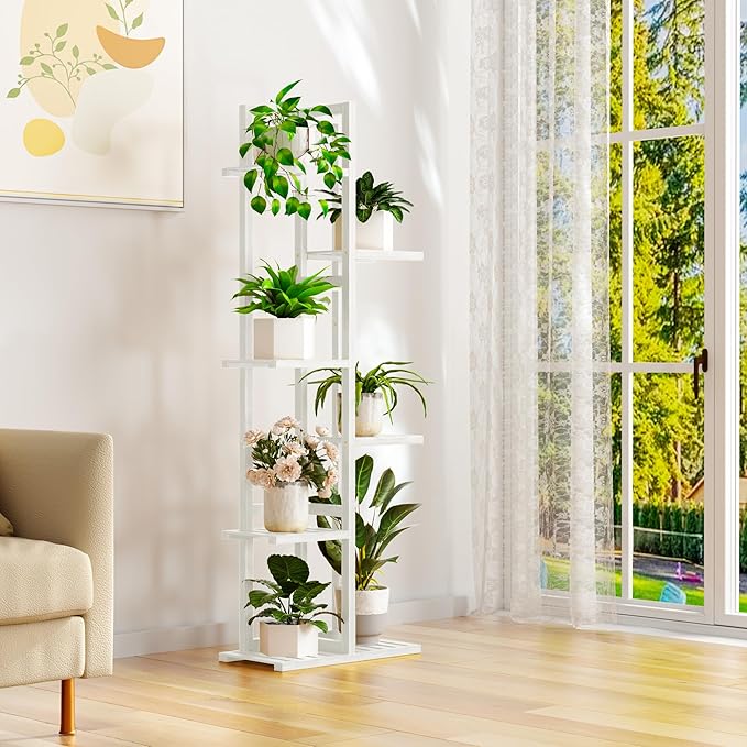 ROMGUAR CRAFT 6 Tier Bamboo Plant Stand Indoor, Wood Tall Flower Holder Corner - Image 6