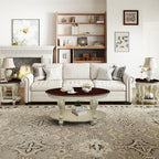 LKTART Oval Coffee Tables Set of 3, Vintage Wood Coffee Table - Image 2