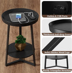 Gadroad Round End Table with Charging Station, USB Ports and Anti-Drop Fence - Image 4