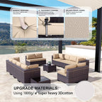 Kullavik 14 Pieces Outdoor Patio Furniture Set, Sectional Rattan Sofa Set Brown - Image 2