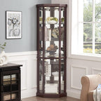 Corner Curio Cabinet, 150lbs Heavy Duty Glass Display Cabinet by Trunback