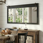 27"x49" Large Black Barn Door Mirror, Solid Wood Framed Accent Wall Mirror - Image 7