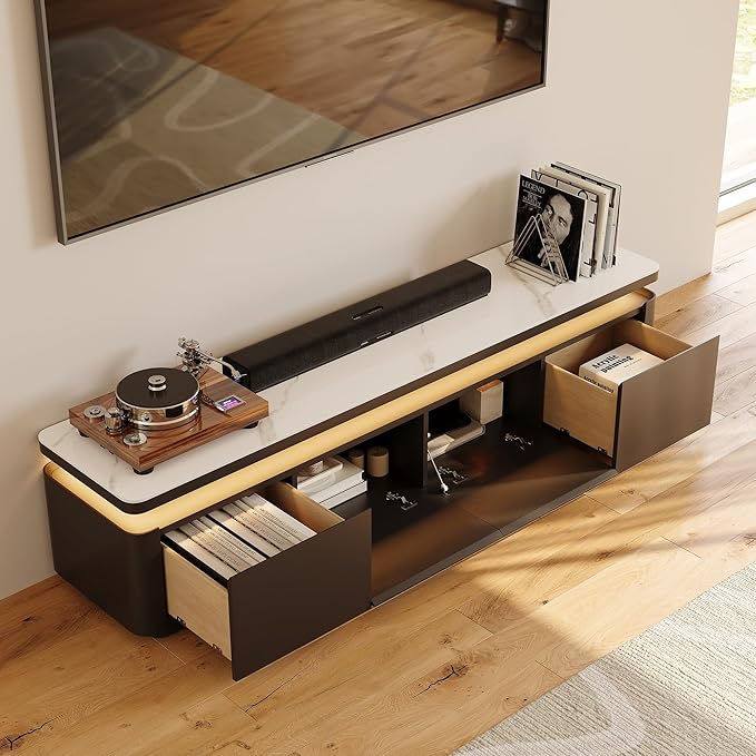 POVISON Fully Assembled 71" Mid-Century Modern TV Stand - Image 2