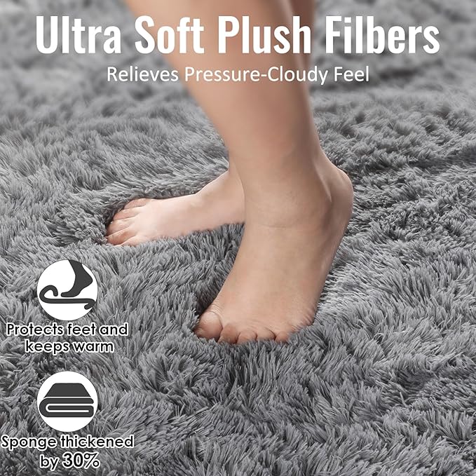 PAGISOFE Grey Area Rugs for Living Room Bedroom Rug 5x8 Rugs Soft Plush Fluffy - Image 6