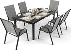 Pamapic Outdoor Dining Sets for 6, Rectangular Steel Slat Table - Image 2