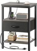 SUPERJARE Nightstand with Charging Station, Bed Side Table with Adjustable by SUPERJARE