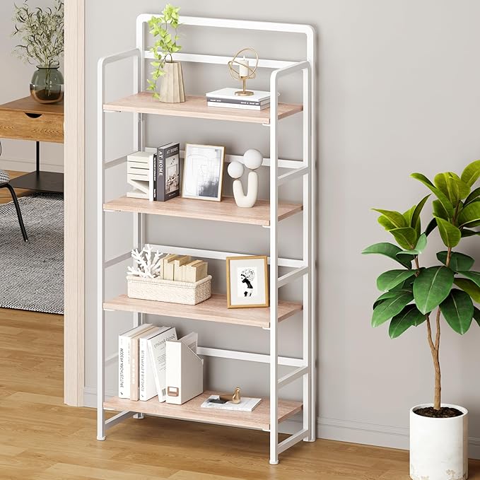 No Assembly Folding Bookshelf, 4 Tiers Collapsible Book Shelf - Image 2