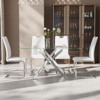 5-Piece Dining Table Set for 4, Modern Rectangular Glass Table - Image 3
