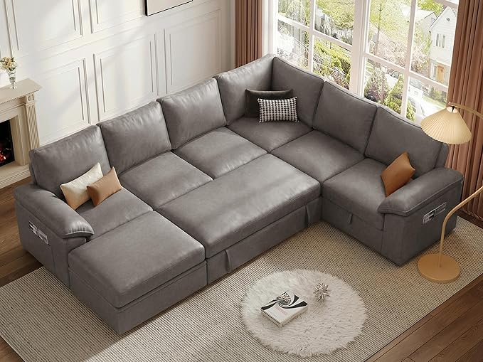 108 Inch Faux Leather Modular Sectional Sofa - Image 9