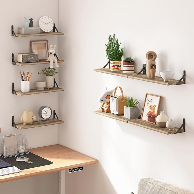 Fixwal Shelves for Room Wall, Width 4.75in Rustic Wood Wall Storage, Floating - Image 6