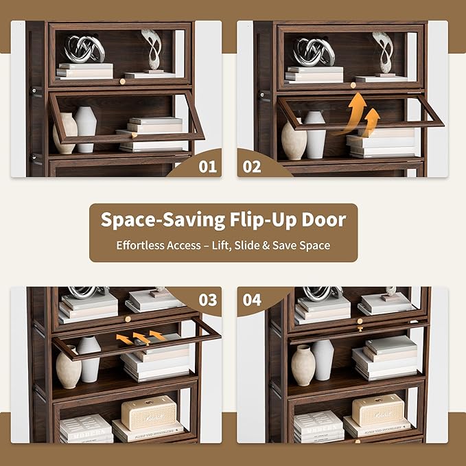 Display Cabinet with Acrylic Glass Doors, 3-Tiers Curio Cabinet with LED - Image 6