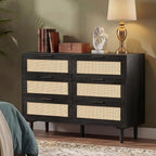FUQARHY 6 Drawer Dresser Rattan Dresser Modern Chest by FUQARHY