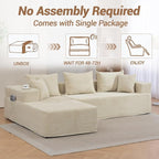 105'' Modular L-Shaped Boneless Sectional, Corduroy Deep Seat Cloud Sectional - Image 6