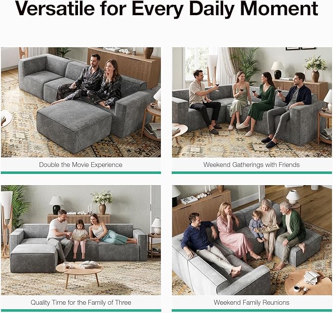 Novilla 151.2" Modular Sectional Sofa, No Assembly Cloud Sectional Couch - Image 11