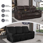 ANARACHON Leather Look Recliner Couch Cover, 8-Pieces Stretch Recliner Sofa - Image 6
