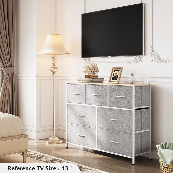 WLIVE 7 Drawer Dresser TV Stand, Entertainment Center, Media Console Table - Image 4