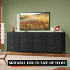 WLIVE 75.5'' Black Dresser for Bedroom, TV Stand for 85, 65 Inch TV, 12 Drawer - Image 4