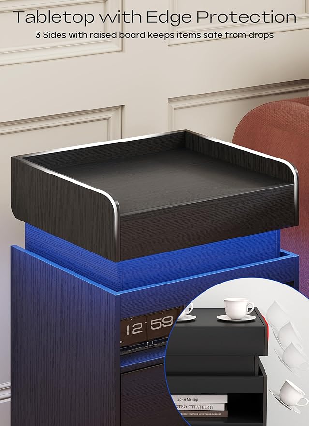 Turosur Nightstands Set of 2, LED Night Stand - Image 6