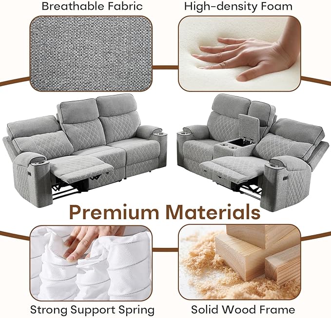 HAOMARKETS Power Reclining Loveseat Sofa Set of 2 - Image 7