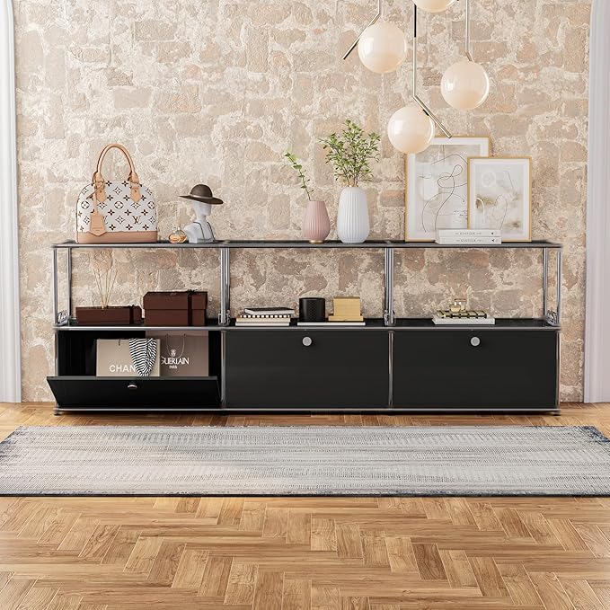 Modern Storage Cabinet Black G Versatile Free-Standing Organizer - Image 6