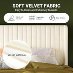 Allewie Queen Size Velvet Bed Frame/Vertical Channel Tufted Wingback - Image 6
