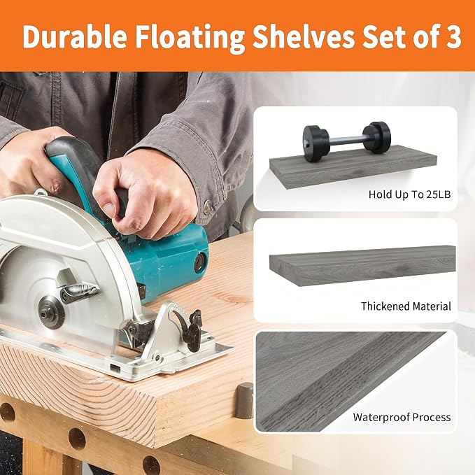 Upassion Floating Shelves for Wall Set of 3, Frame Display Floating Shelf for - Image 4